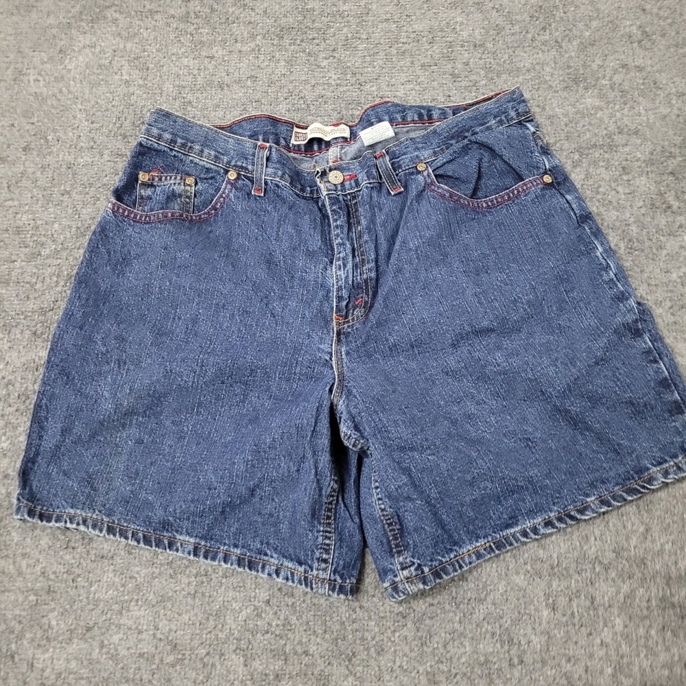 Faded Glory Denim Shorts Womens Size 16 Blue Dark Wash Relaxed USA Made Jorts